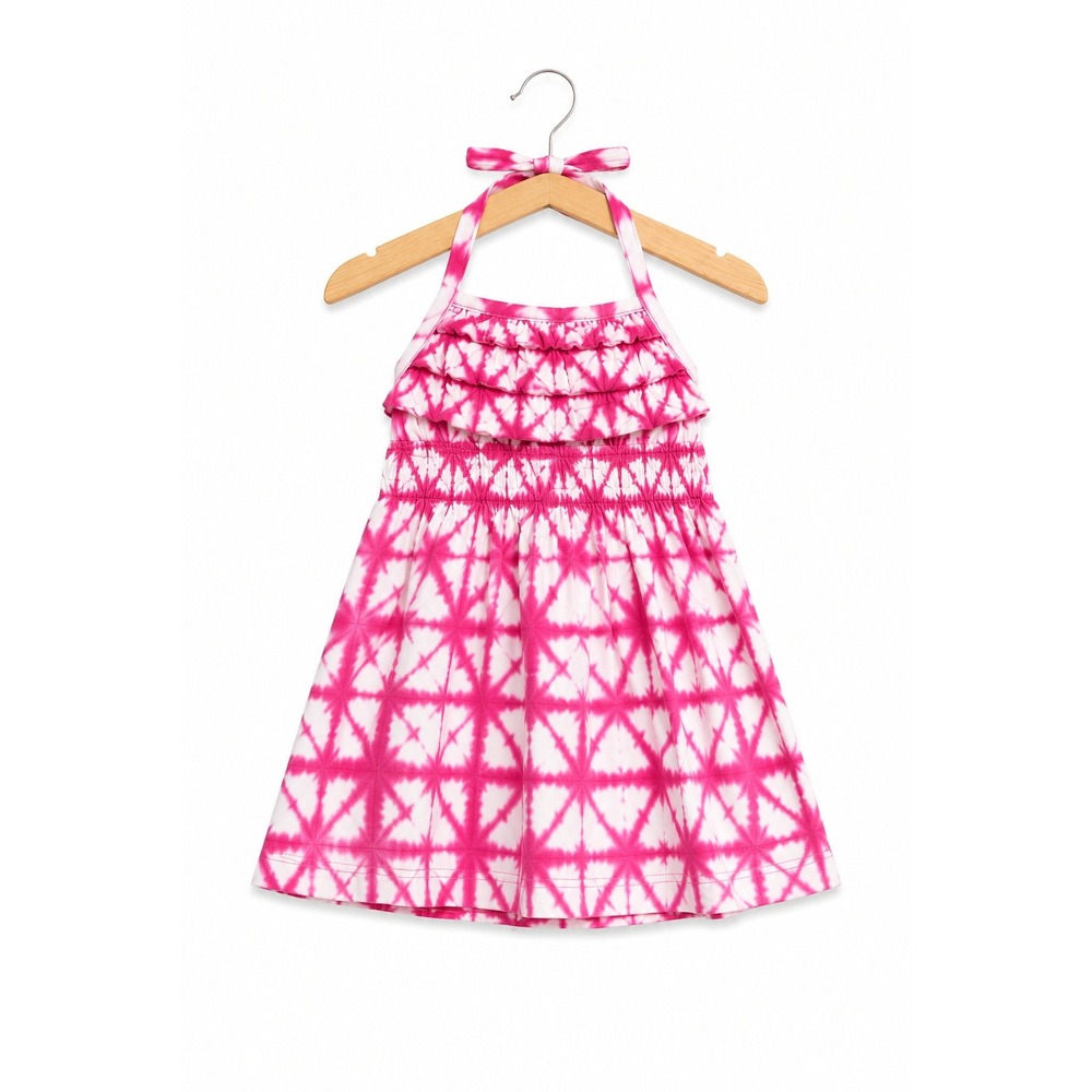 Cherokee Girls Dress Size 3T Pink White Heart Print Halter Sundress Batik NEW